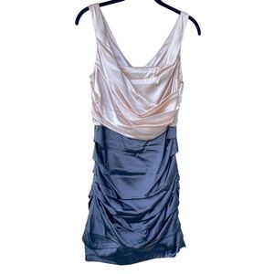 8‎ Express Silk Two Toned Ruched Sleeveless Peach Pink Gray Satin Mini Dress